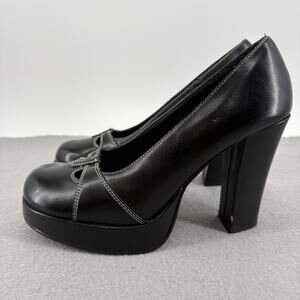 Bongo Y2K Vintage Mary Jane Platform Shoes Women's Size 6 Black High Heel Chunky
